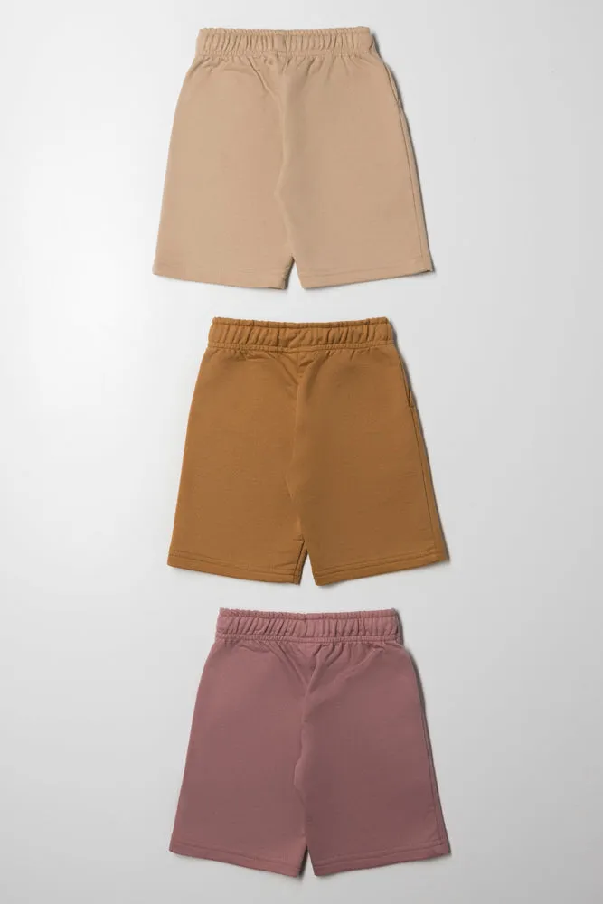 3 Pack Knit Shorts Natural