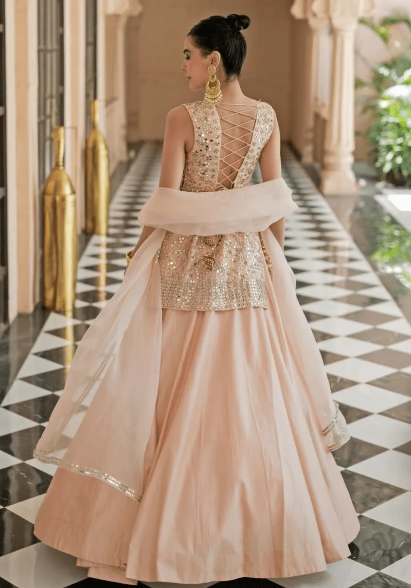 Blush Pink Kurta Lehenga Set
