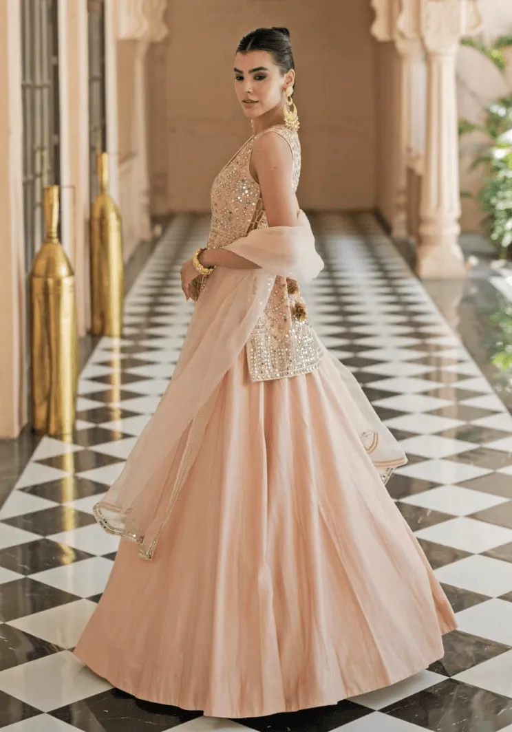 Blush Pink Kurta Lehenga Set