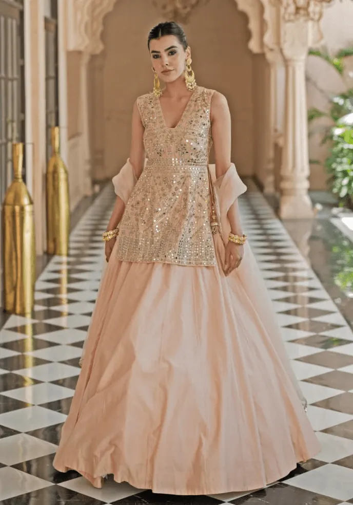 Blush Pink Kurta Lehenga Set