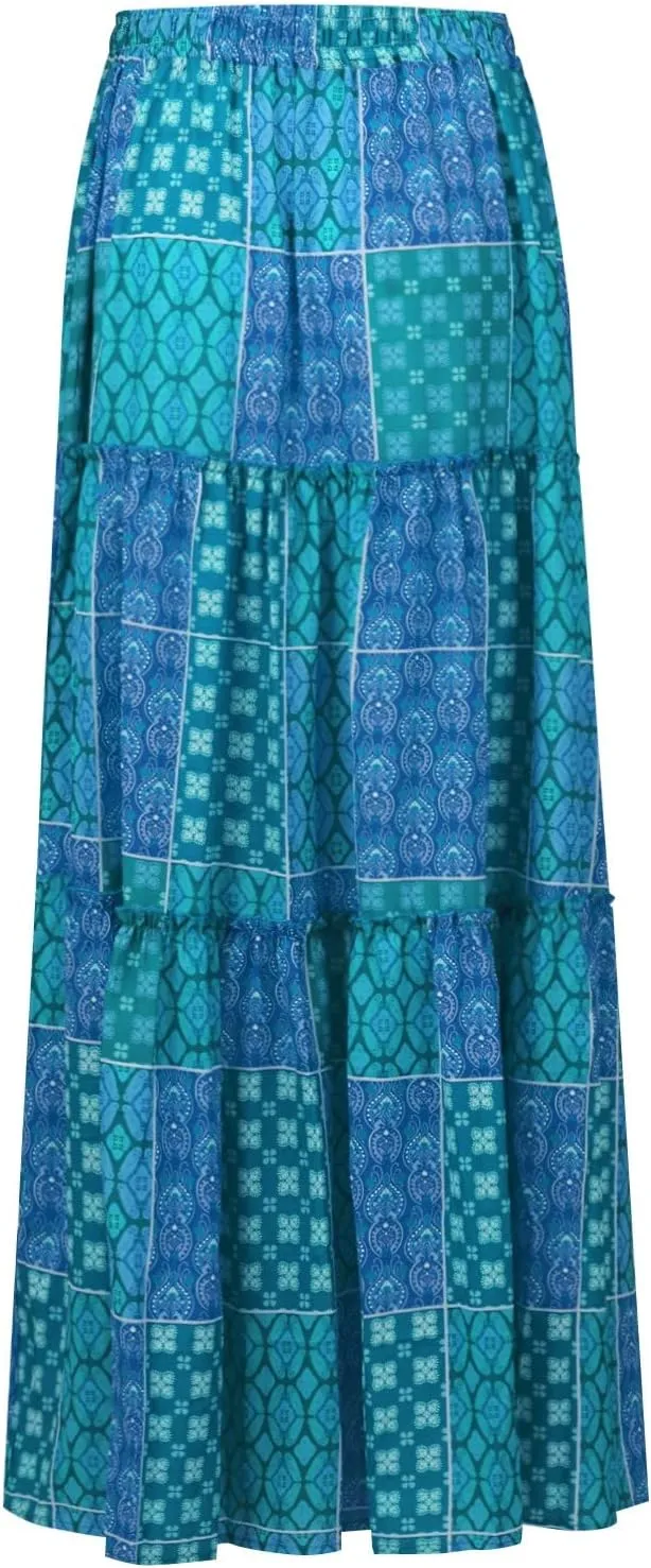 Boho Skirts for Women, Beach Maxi Casual Summer Trendy Flowy Womens Skirts