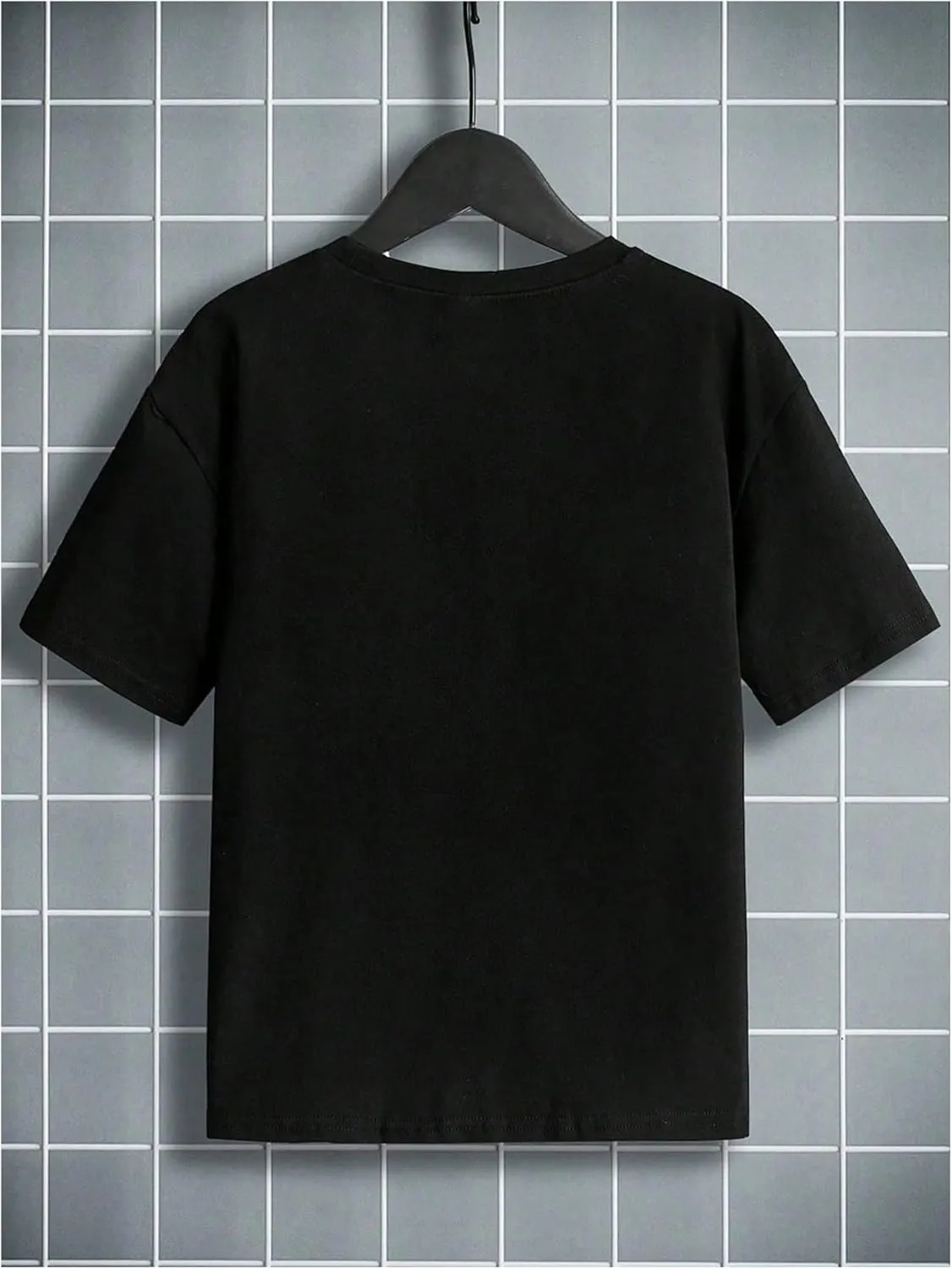 Boy's Letter Graphic Crewneck Tee Shirt Short Sleeve Drop Shoulder Cool Tops