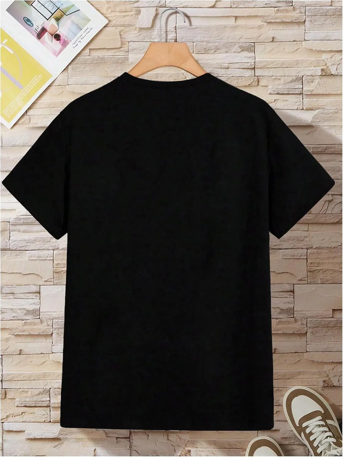 Boy's Letter Graphic Crewneck Tee Shirt Short Sleeve Drop Shoulder Cool Tops