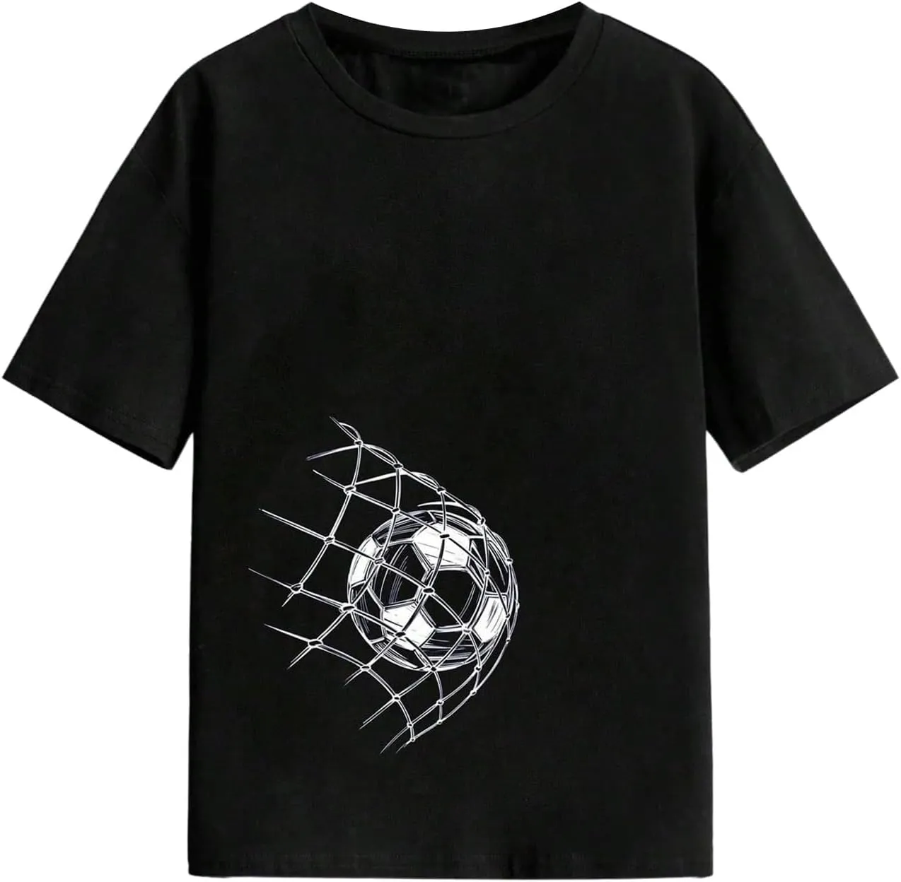 Boy's Letter Graphic Crewneck Tee Shirt Short Sleeve Drop Shoulder Cool Tops