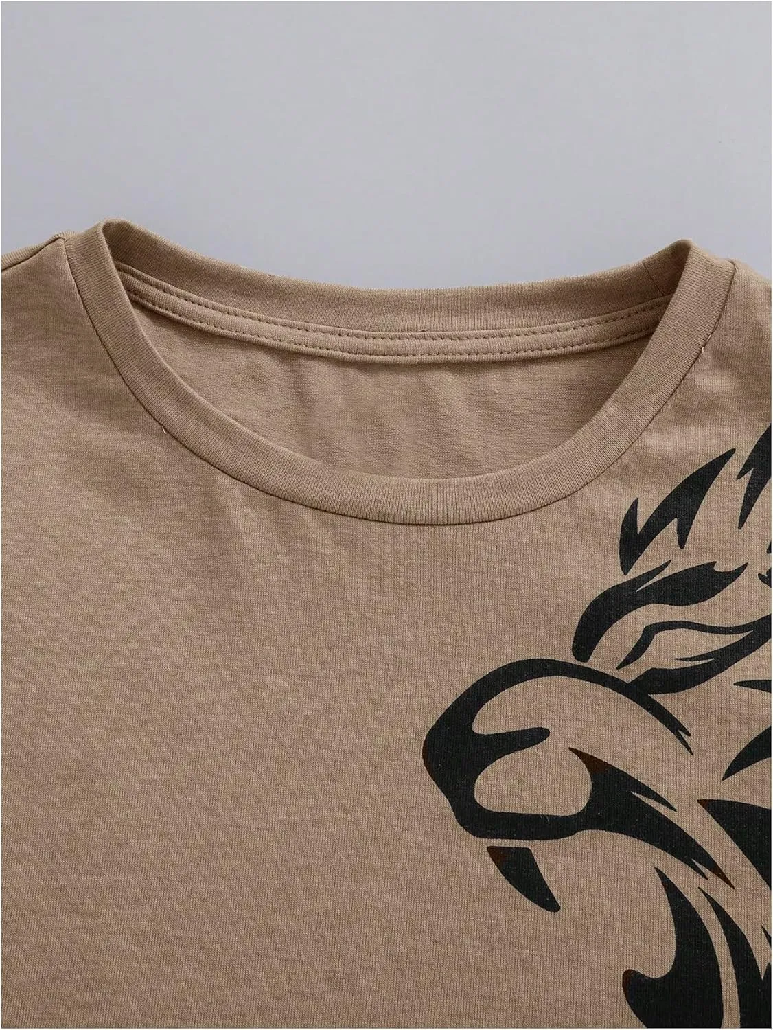 Boy's Letter Graphic Crewneck Tee Shirt Short Sleeve Drop Shoulder Cool Tops