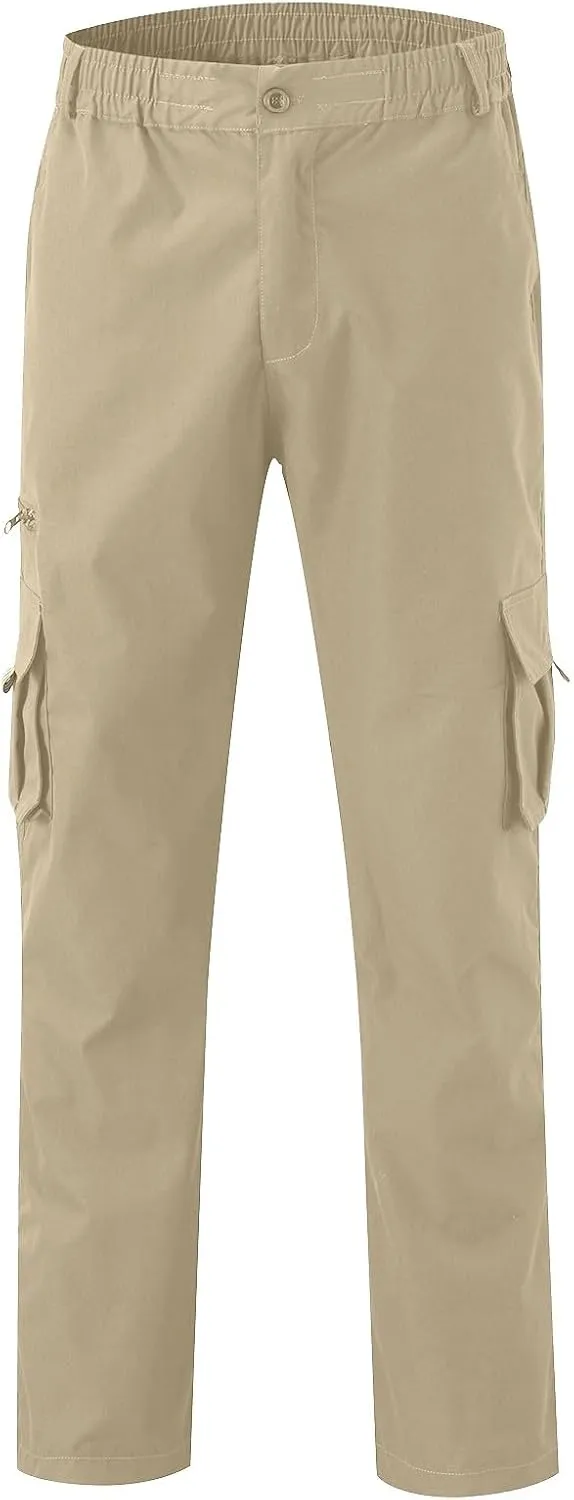 Cargo Pants for Men Wide Leg Pockets Elastic Waist Slim Legs Breathable Soft Fit Elasticity Comfy Fashion Trousers