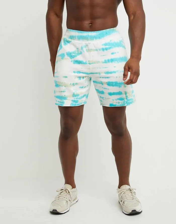 Champion Men's Lightweight Fleece Shorts Wave Dye Portal Teal