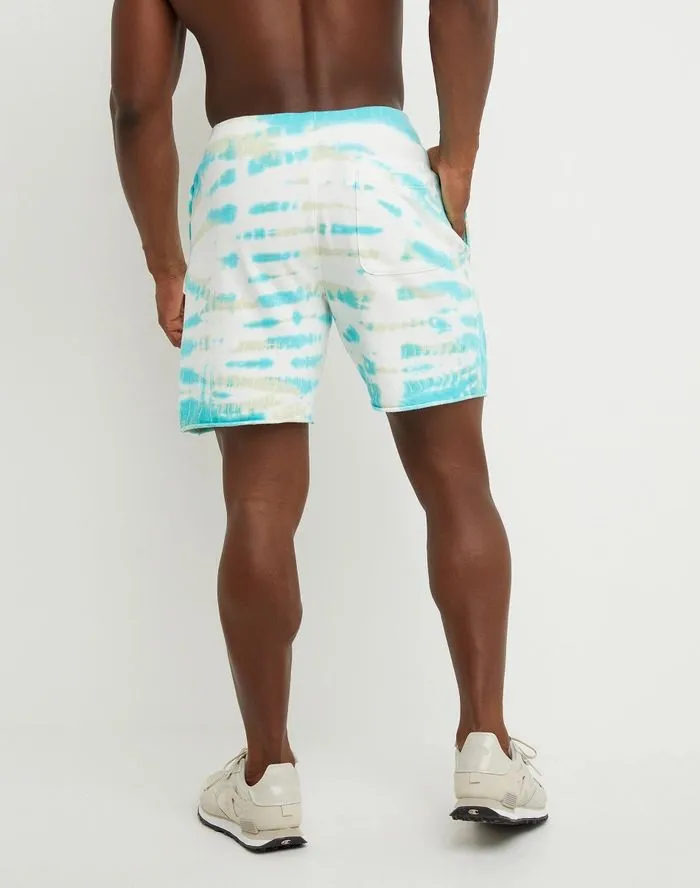 Champion Men's Lightweight Fleece Shorts Wave Dye Portal Teal