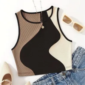 Chic 2000s-Inspired Women’s Summer Sleeveless Crop Tank Top - Punk Aesthetic Corset Style for Trendy Street Fashion