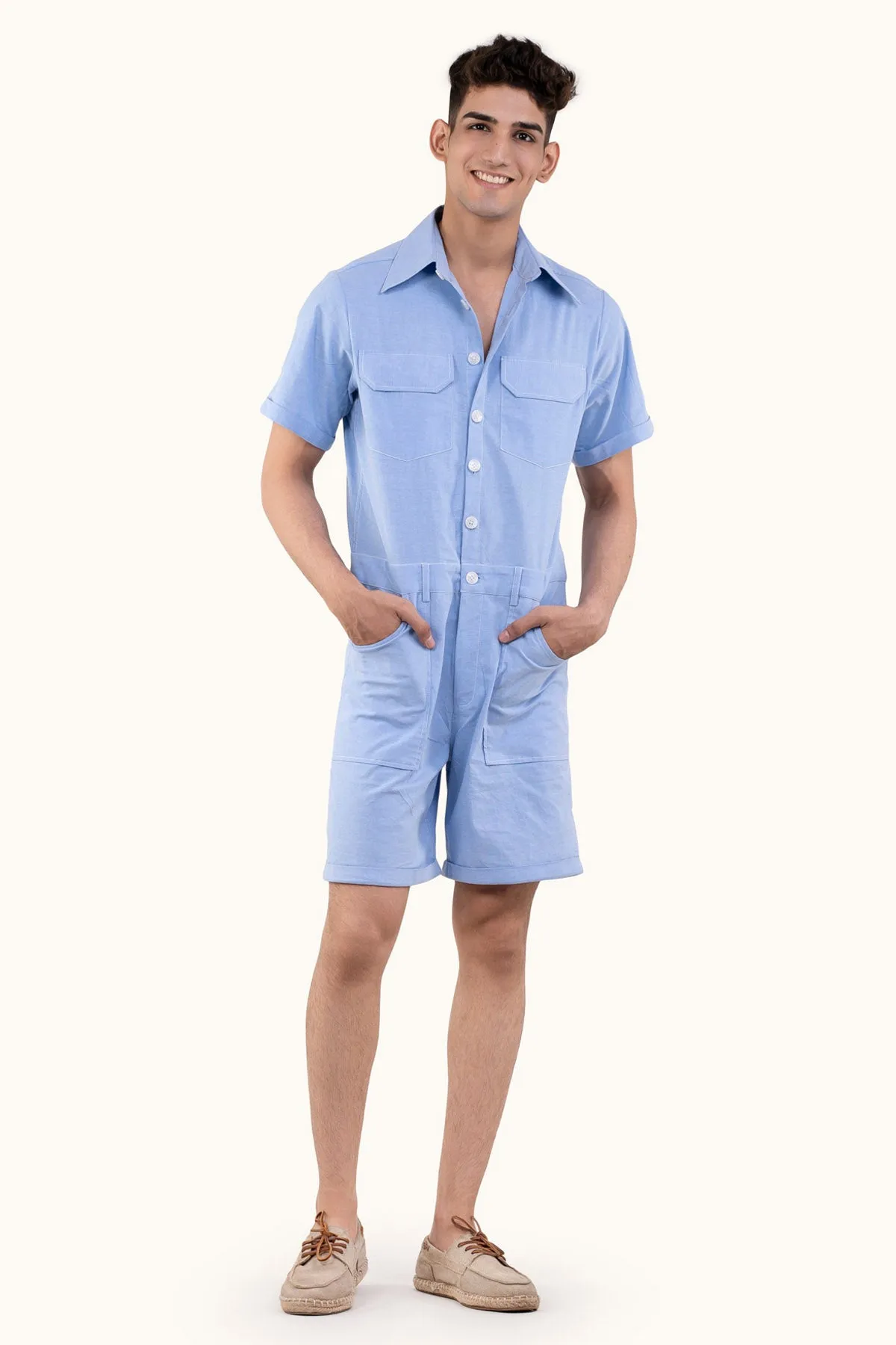Collared Oxford Romper