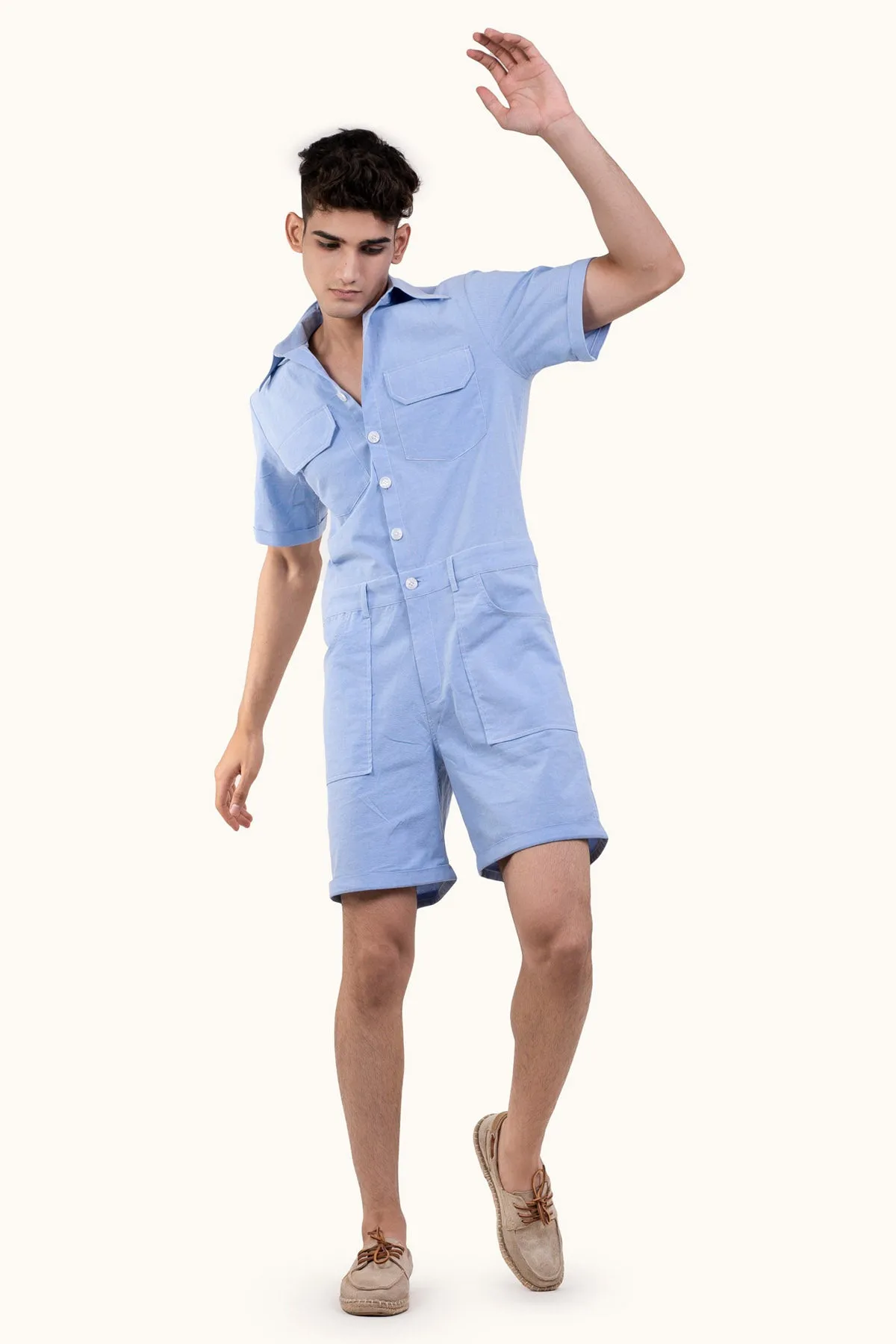 Collared Oxford Romper