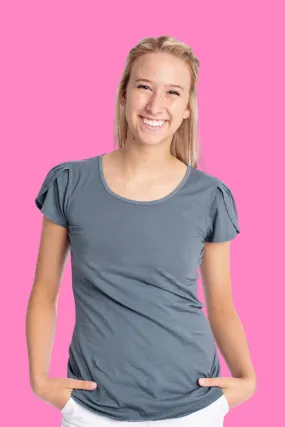 Cool Grey Tulip-Sleeve Tee