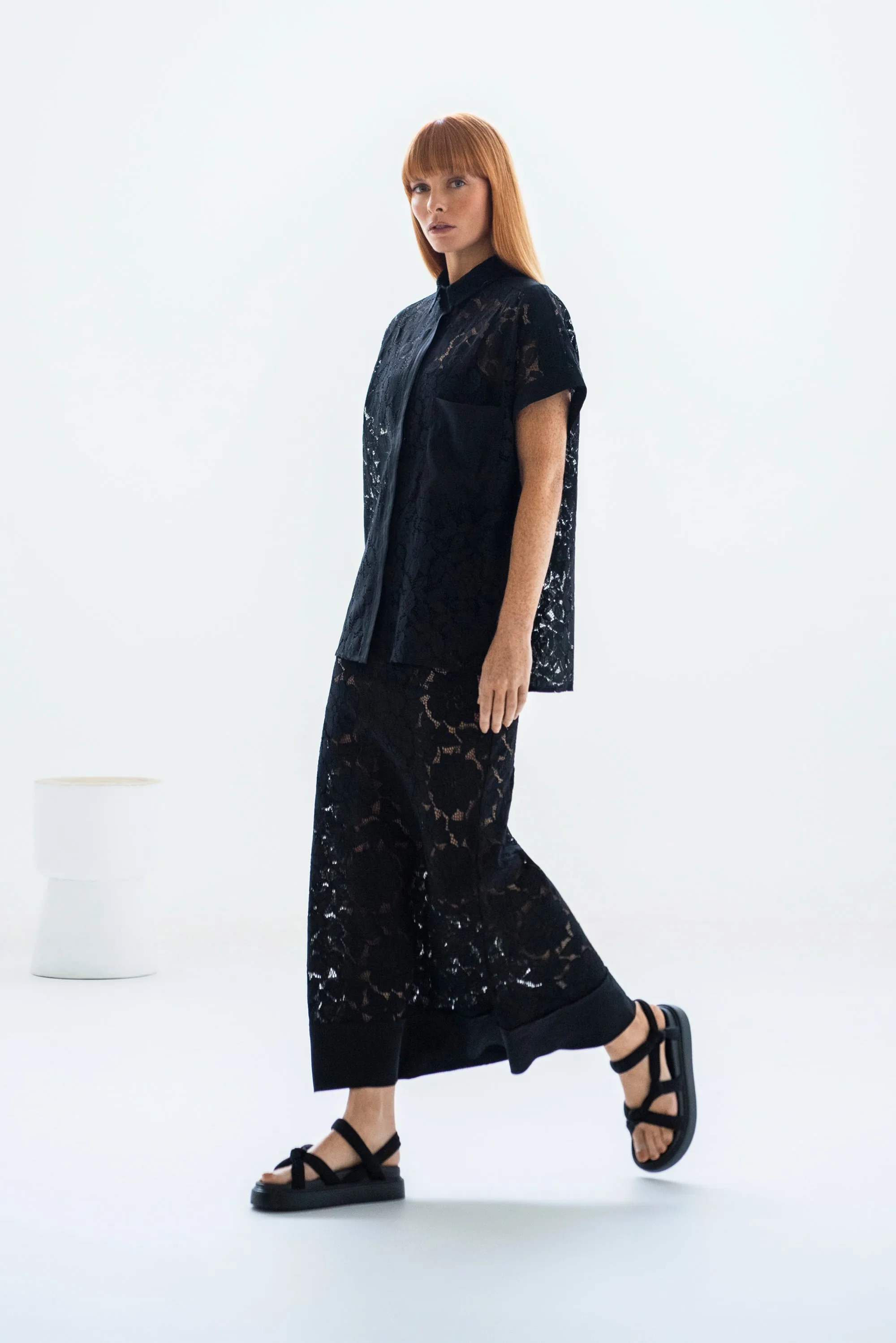 Cotton Lace Relaxed Skirt Maia Black