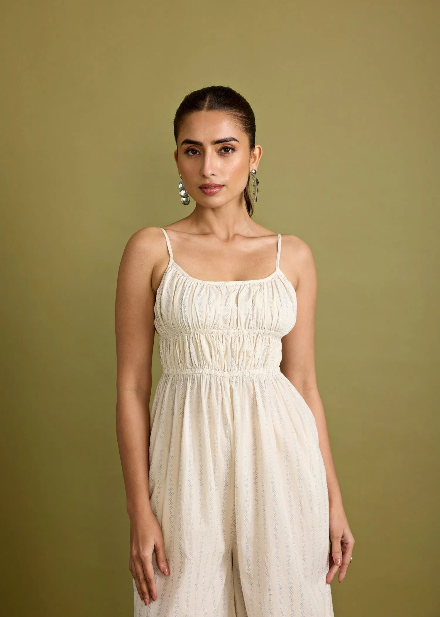 Crème Cotton Wide Legged Jumpsuit