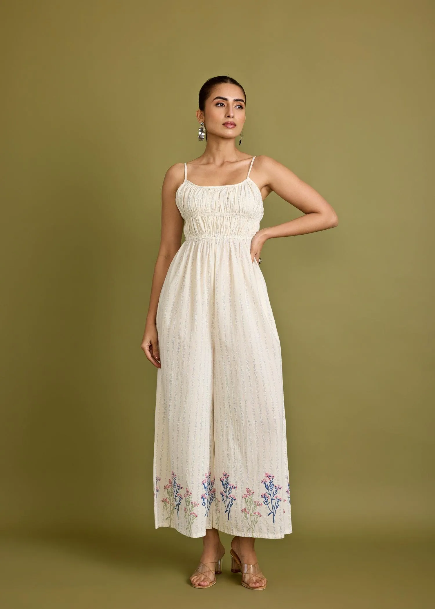 Crème Cotton Wide Legged Jumpsuit