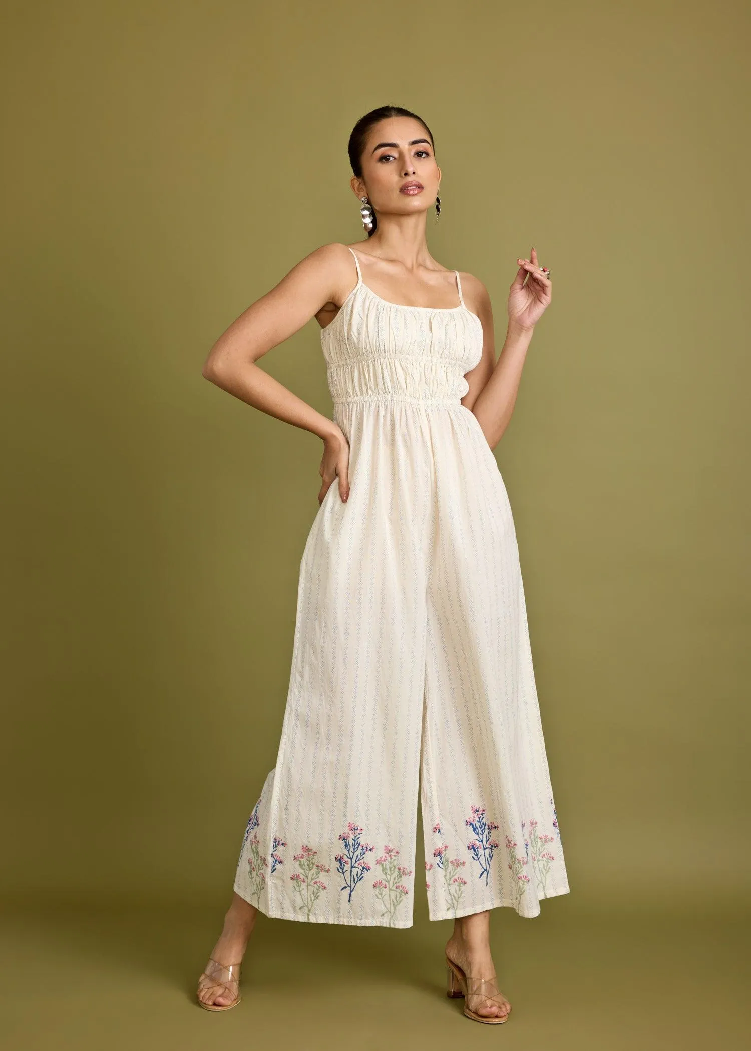 Crème Cotton Wide Legged Jumpsuit