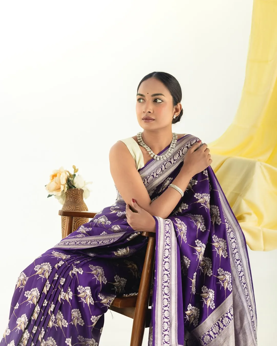 Cynosure Purple Soft Silk Saree With Luminous Blouse Piece