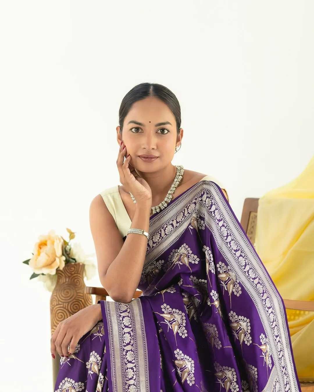 Cynosure Purple Soft Silk Saree With Luminous Blouse Piece