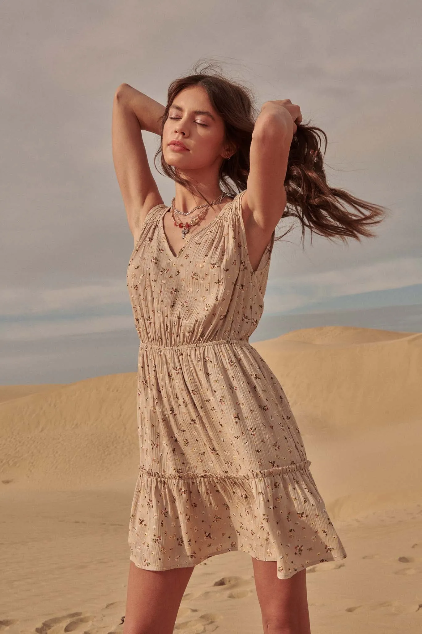 Divine Beauty Floral Crepe Mini Dress