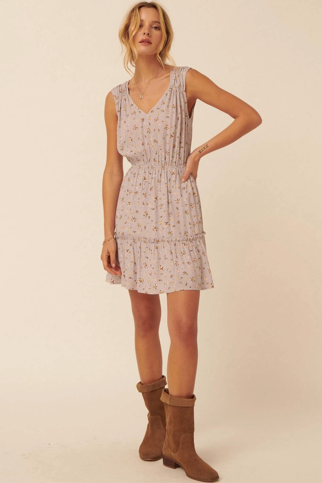 Divine Beauty Floral Crepe Mini Dress