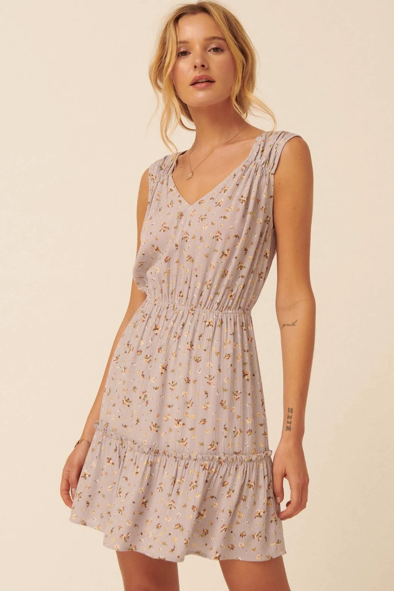 Divine Beauty Floral Crepe Mini Dress