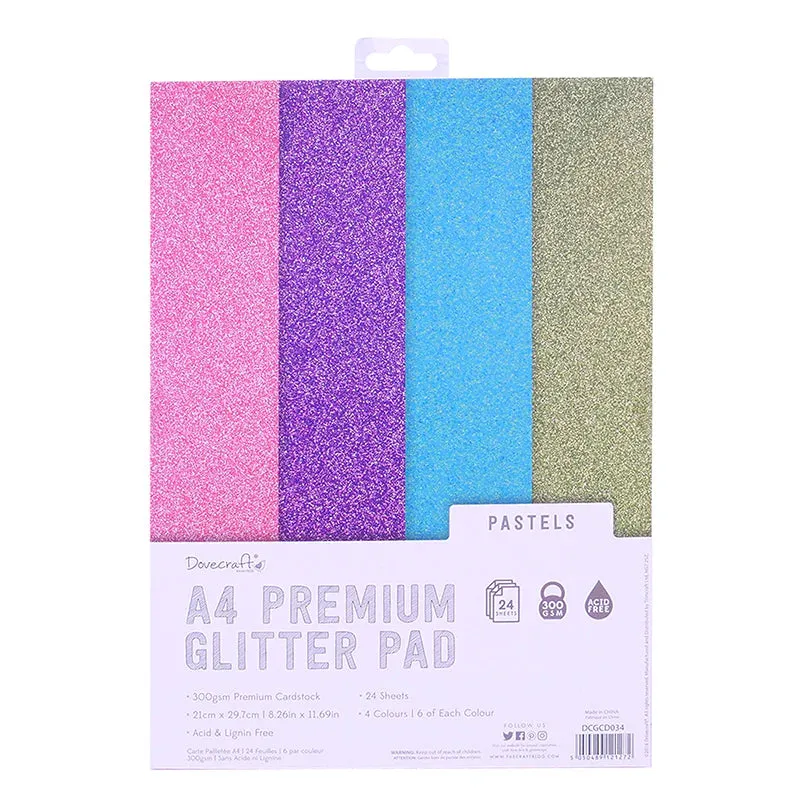 Dovecraft Glitter Card A4 Pad - Pastels (DCGCD034)