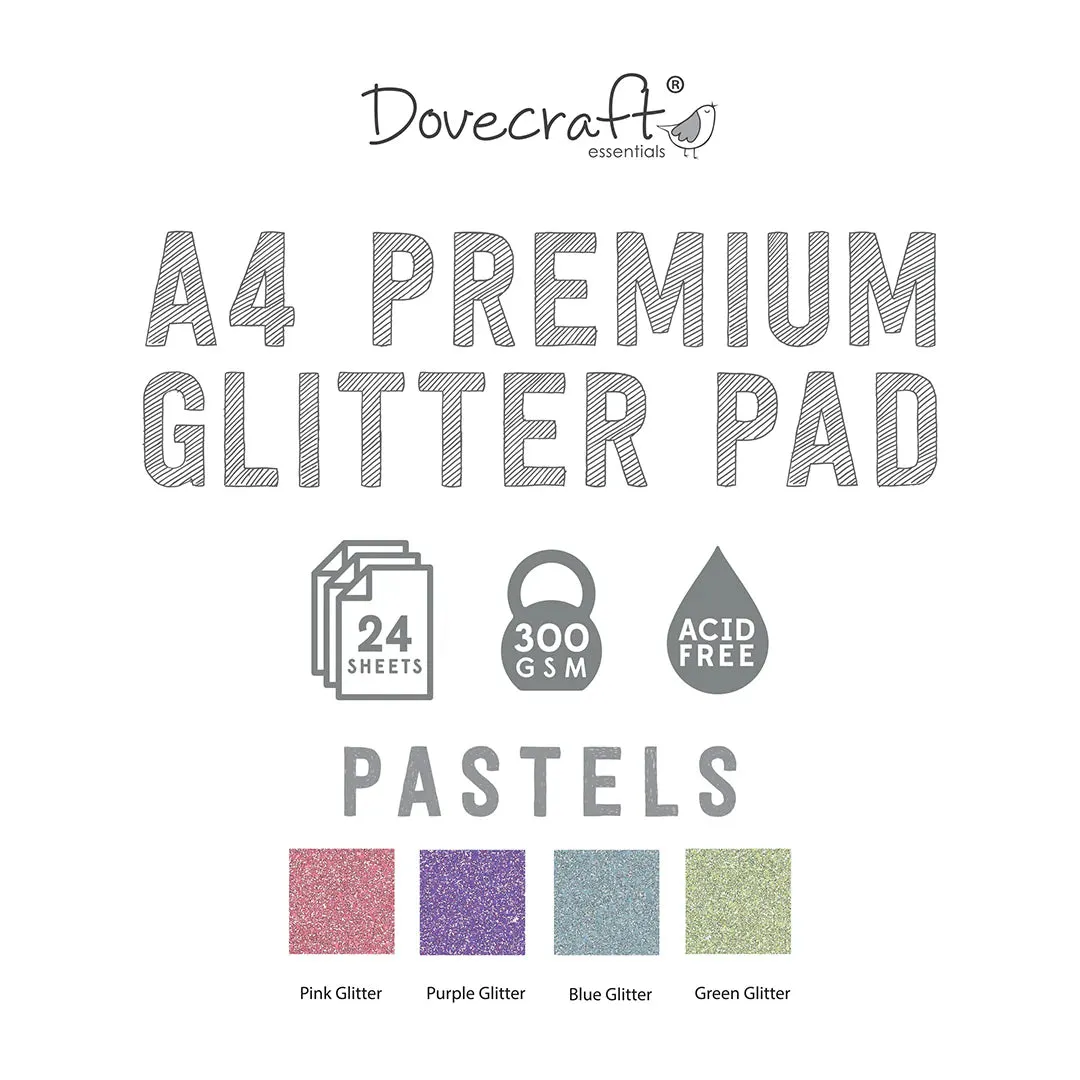 Dovecraft Glitter Card A4 Pad - Pastels (DCGCD034)