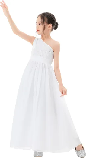 ekidsbridal One Shoulder Sequins Chiffon Flower Girl Dresses for Special Occasions 328