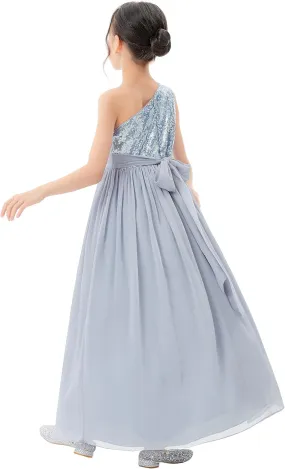 ekidsbridal One Shoulder Sequins Chiffon Flower Girl Dresses for Special Occasions 328