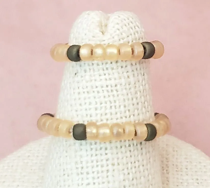 Elastic Rings in Earthy Khaki Green   Gold   Black, Set of 2, Simple, Boho, Bohemian, Minimalist, Stackable, Choice of Colors, Group DD