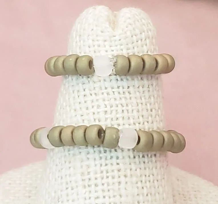Elastic Rings in Earthy Olive Green, Set of 2, Simple, Boho, Bohemian, Minimalist, Stackable, Choice of Colors, Group H