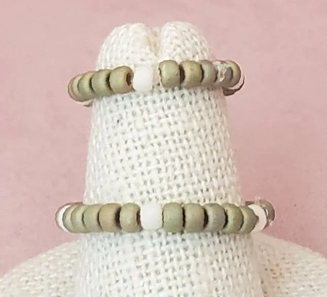 Elastic Rings in Earthy Olive Green, Set of 2, Simple, Boho, Bohemian, Minimalist, Stackable, Choice of Colors, Group H