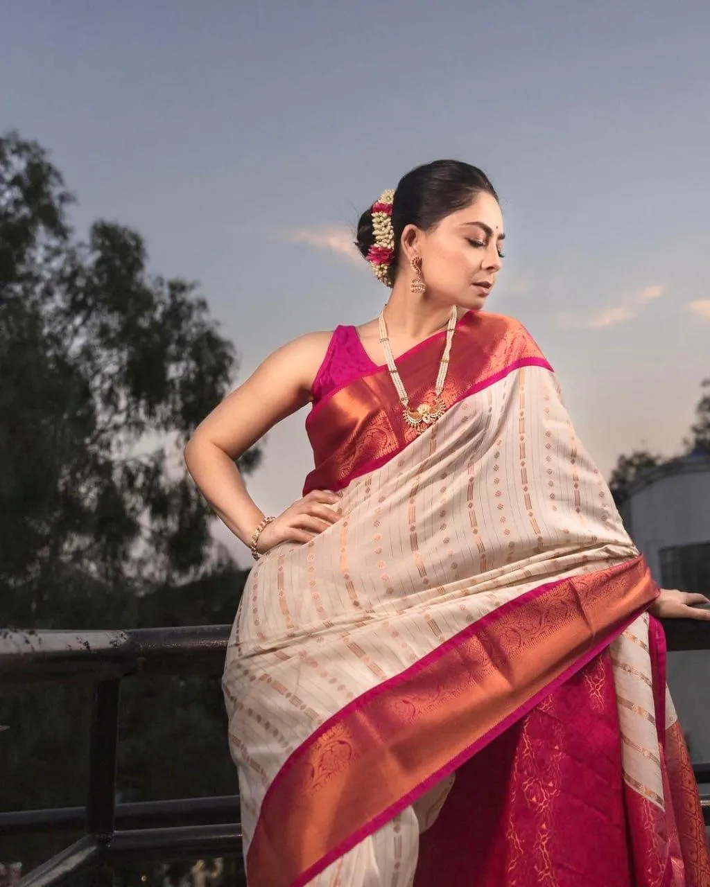 Ethereal Beige Soft Silk Saree With Incredible Blouse Piece
