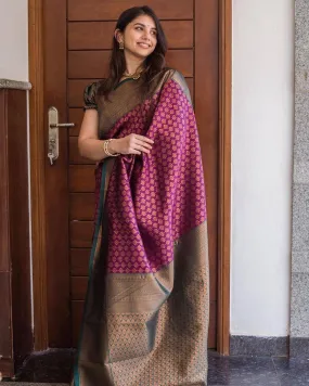 Exceptional Purple Soft Silk Saree With Dazzling Blouse Piece