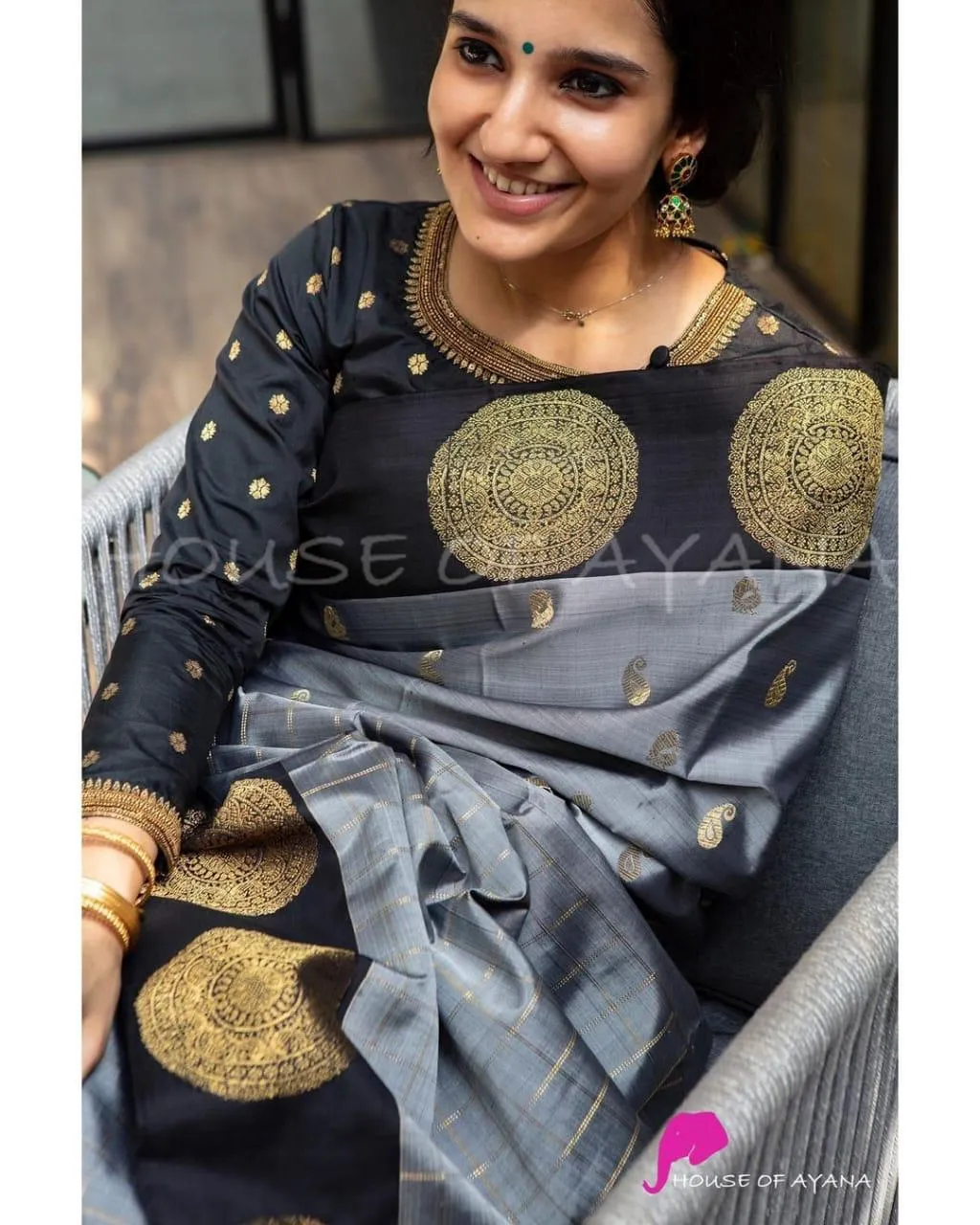 Eye-catching Grey Soft Silk Saree With Majestic Blouse Piece
