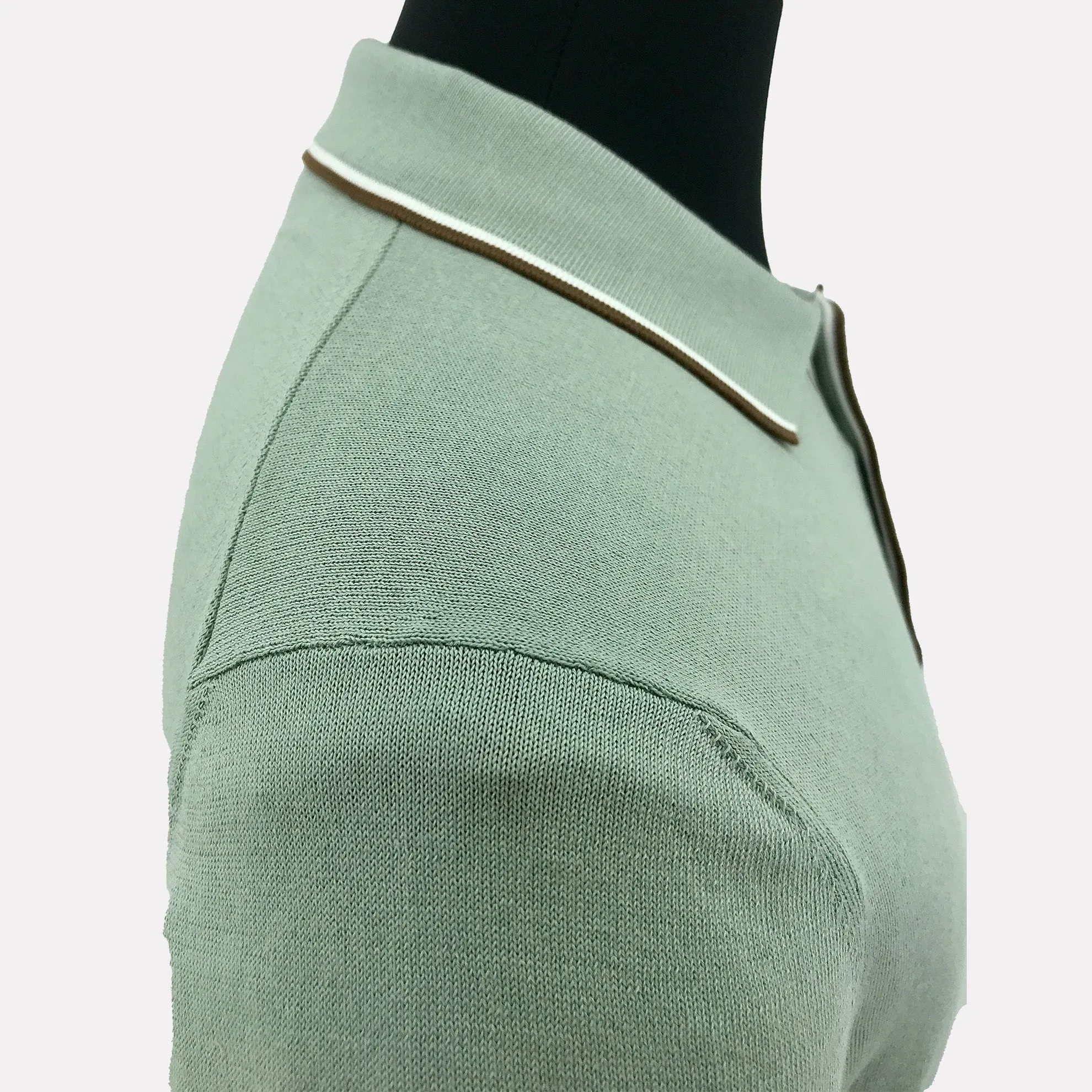 Italian Made Cotton Polo With Tipping / Sage
