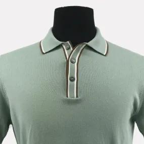 Italian Made Cotton Polo With Tipping / Sage