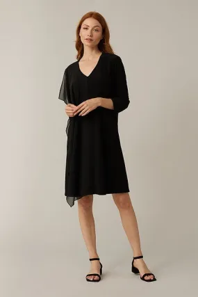 JOSEPH RIBKOFF 221159 Black Sheer Overlay Dress