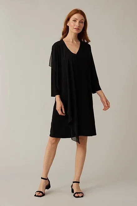 JOSEPH RIBKOFF 221159 Black Sheer Overlay Dress