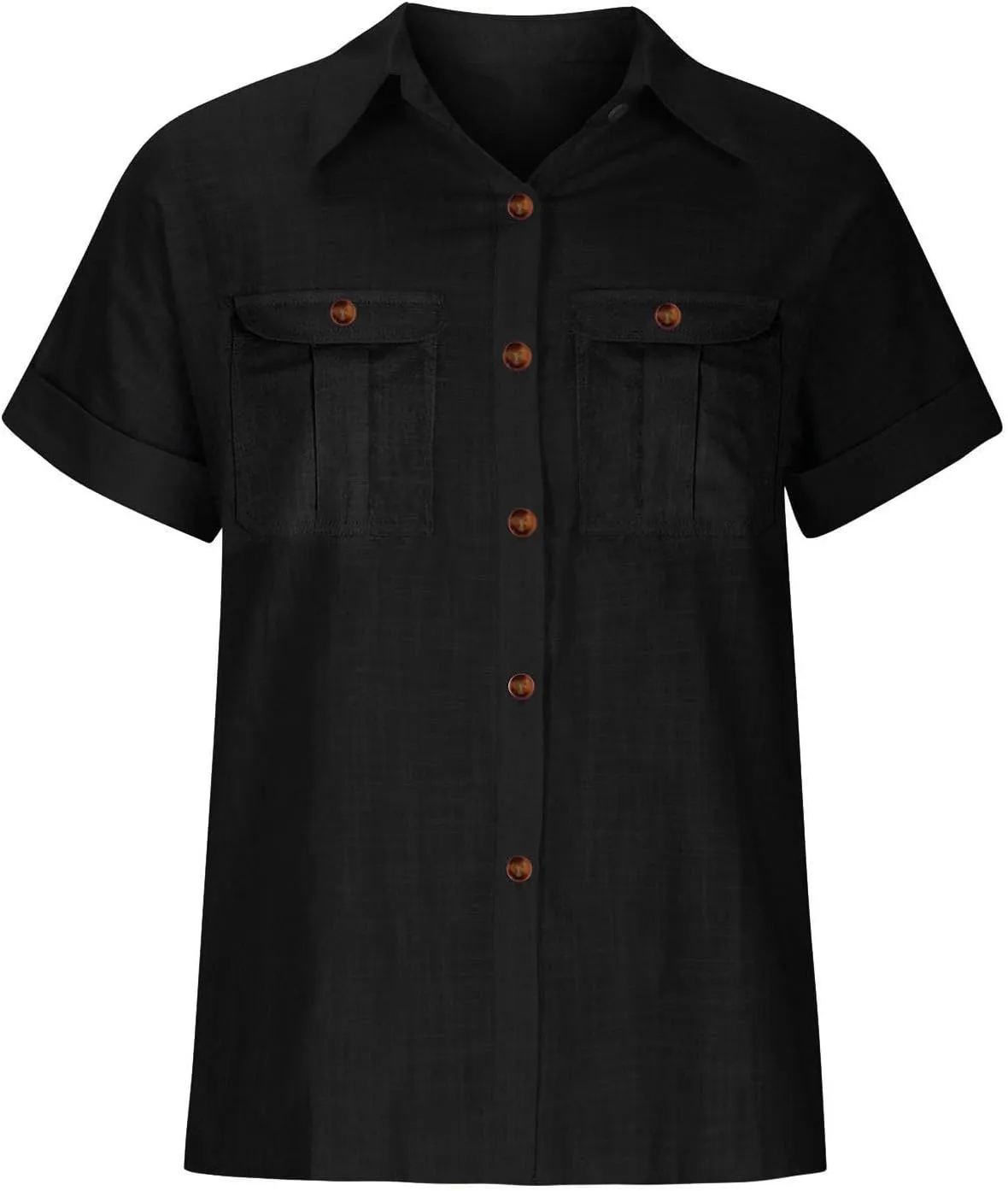 Linen Shirts for Women Summer Front Double Pockets Tops Tunic Linen Fabric Soft Breathable Blouses Fashion T Shirt