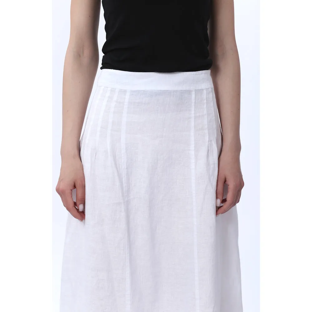 Linen Skirt - White - Stonewashed - Luxury Medium Thick Linen