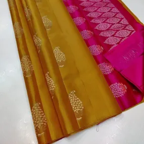 Lovely Mustard Soft Silk Saree With Lustrous Blouse Piece