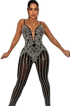MB FASHION PAISLEY RHINESTONE JUMPSUIT MB5866 PRE-ORDER