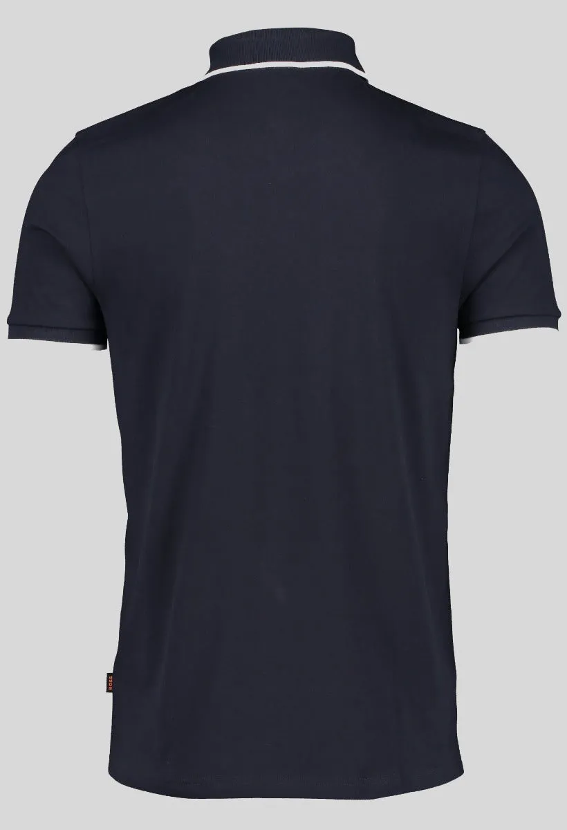 Men's BOSS Orange Passertip Dark Blue Slim Fit Polo Shirt