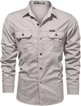 Mens Button Up Shirts Long Sleeve Cotton Summer Button-Down Casual T-Shirts Construction Big and Tall Dry Fit Shirt