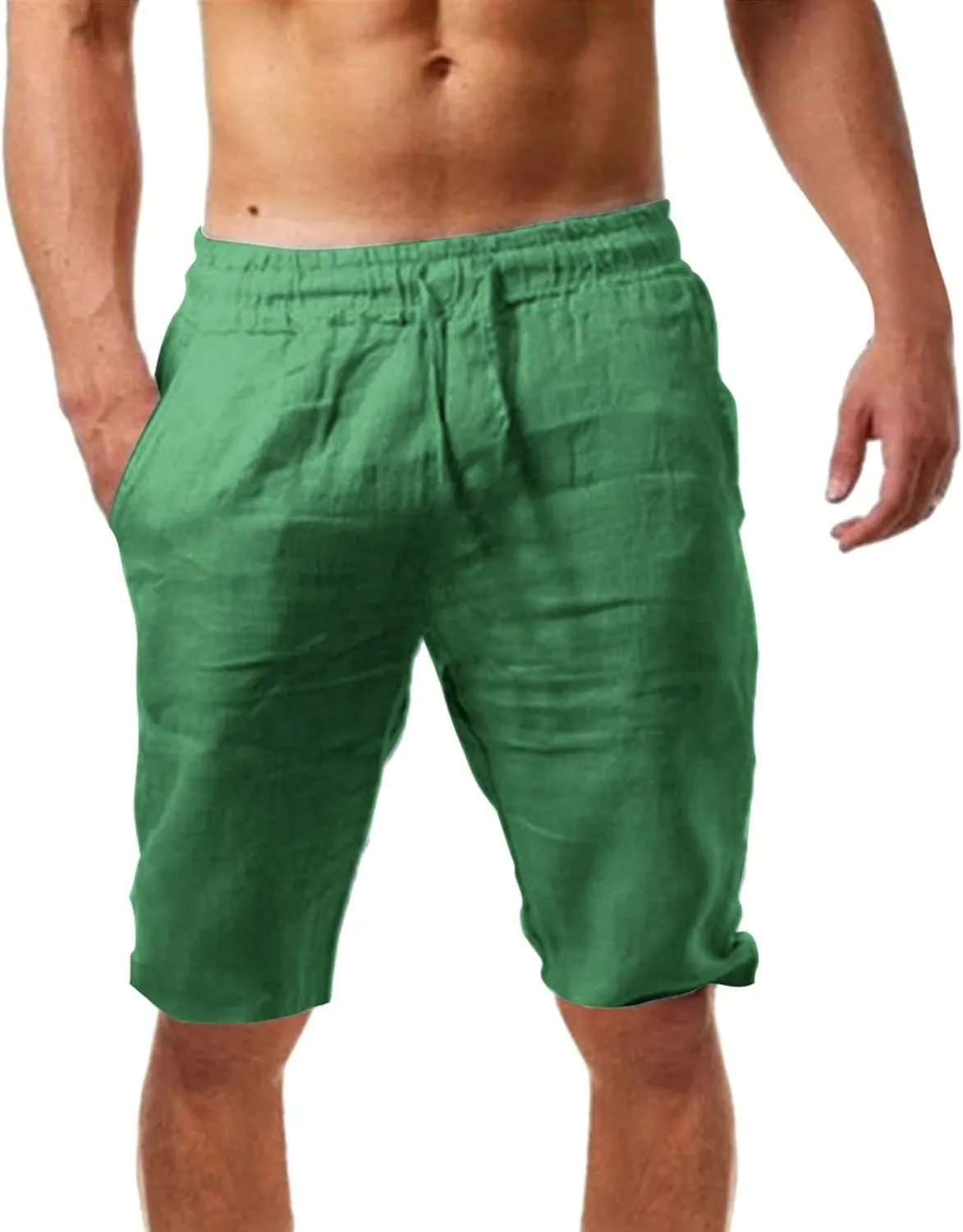 Men's Cotton Linen Shorts 2025 Summer Lightweight Breathable Running Beach SweatShorts Waist Drawstring Lounge Pants