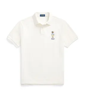 Men's Custom Slim Fit Polo Bear Polo Shirt Deckwash White Reggata Bear