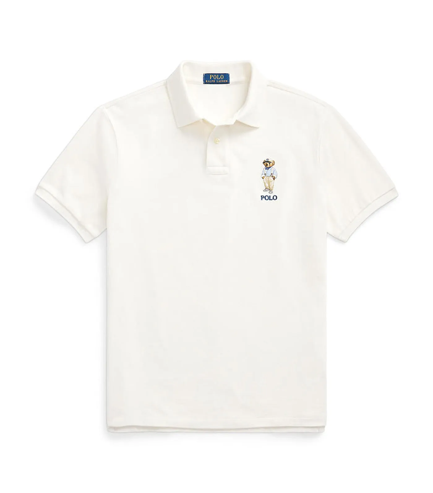 Men's Custom Slim Fit Polo Bear Polo Shirt Deckwash White Reggata Bear
