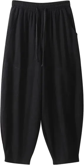 Men's Loose Straight Cotton Bloomers Summer Casual Pants Men's Breathable Pants Sport Clothes Comfy Fashion Trouser