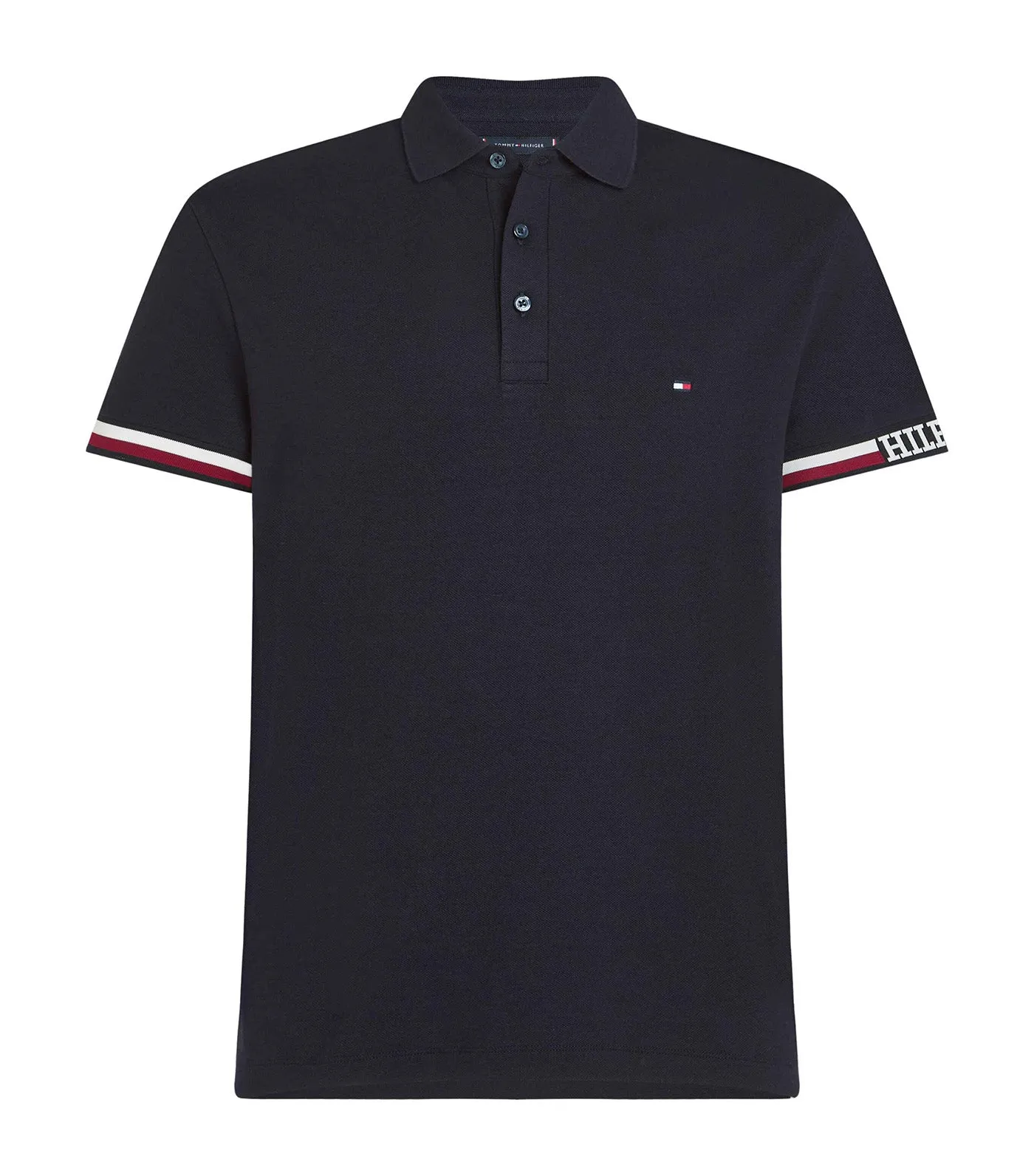 Men's Monotype Flag Cuff Slim Fit Polo Desert Sky